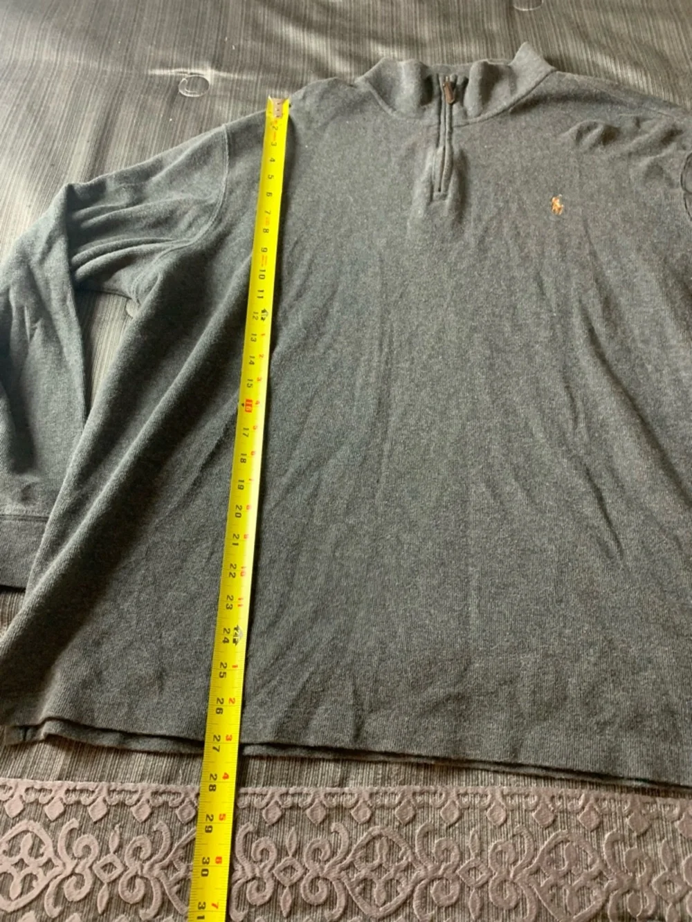Polo Ralph Lauren Quater Zip Sweatshirt Top Grey Extra Large